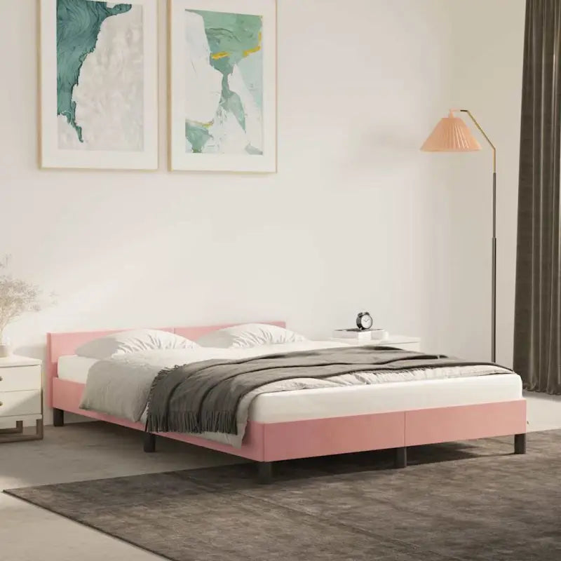 Luxueus bedframe met hoofdeinde en multiplex lattenbodem - Roze / 140 x 190 cm - Bedden & bedframes