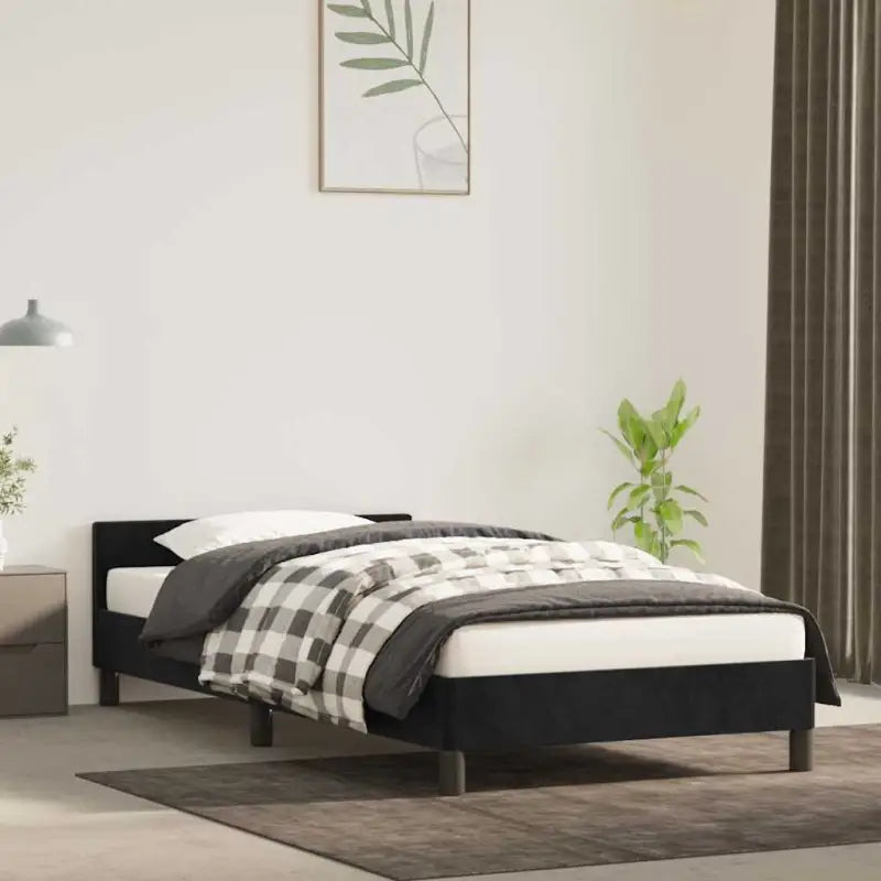 Luxueus bedframe met hoofdeinde en multiplex lattenbodem - Zwart / 90 x 200 cm - Bedden & bedframes