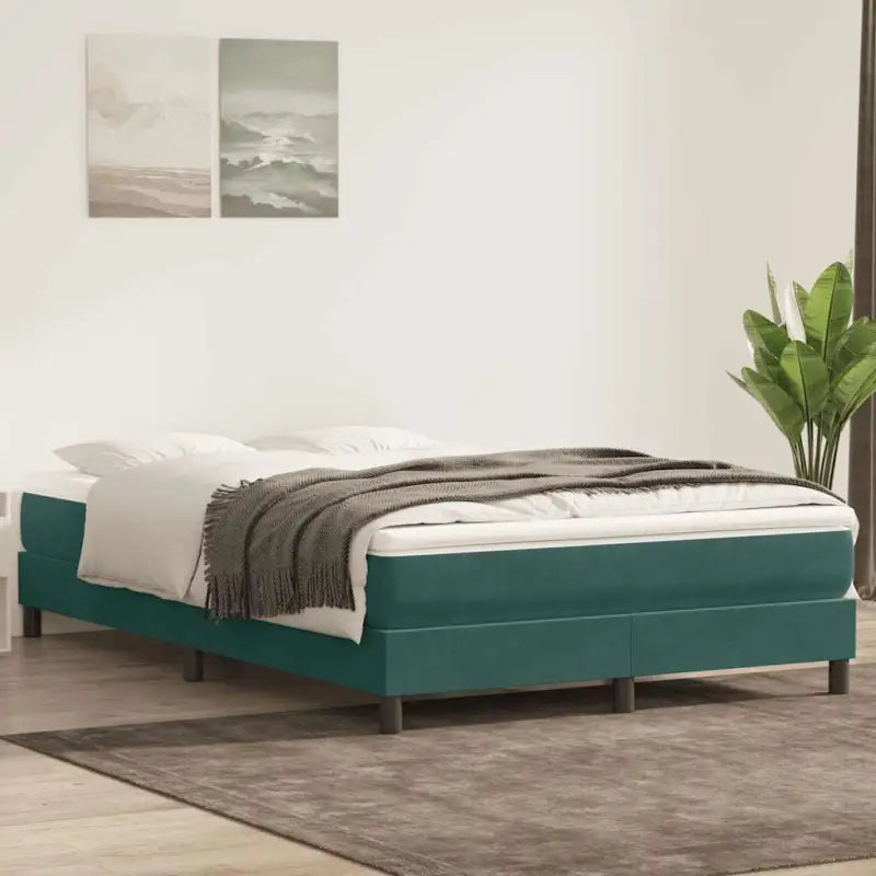 Luxueus bedframe met multiplex lattenbodem en fluweel bekleding - Donkergroen / 160 x 220 cm / 25 cm - Bedden &