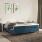 Luxueus bedframe met multiplex lattenbodem en fluweel bekleding - Donkerblauw / 160 x 200 cm / 35 cm - Bedden &