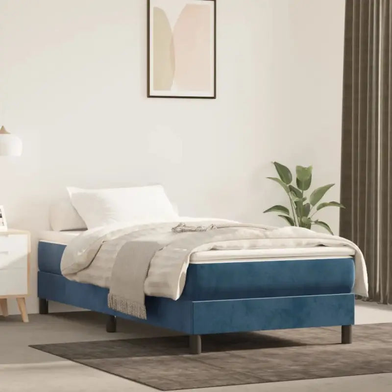 Luxueus bedframe met multiplex lattenbodem en fluweel bekleding - Donkerblauw / 80 x 200 cm / 25 cm - Bedden & bedframes