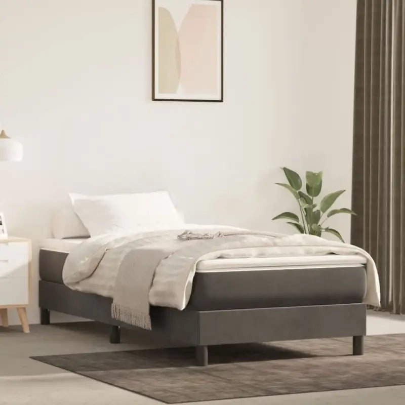 Luxueus bedframe met multiplex lattenbodem en fluweel bekleding - Donkergrijs / 90 x 200 cm / 25 cm - Bedden & bedframes