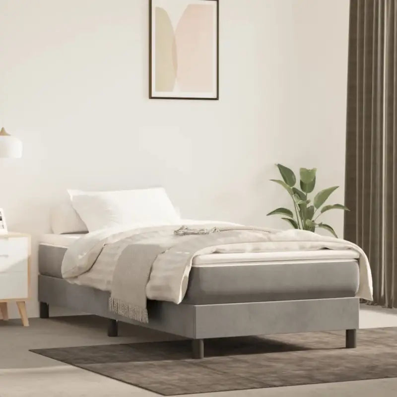 Luxueus bedframe met multiplex lattenbodem en fluweel bekleding - Lichtgrijs / 90 x 190 cm / 25 cm - Bedden & bedframes