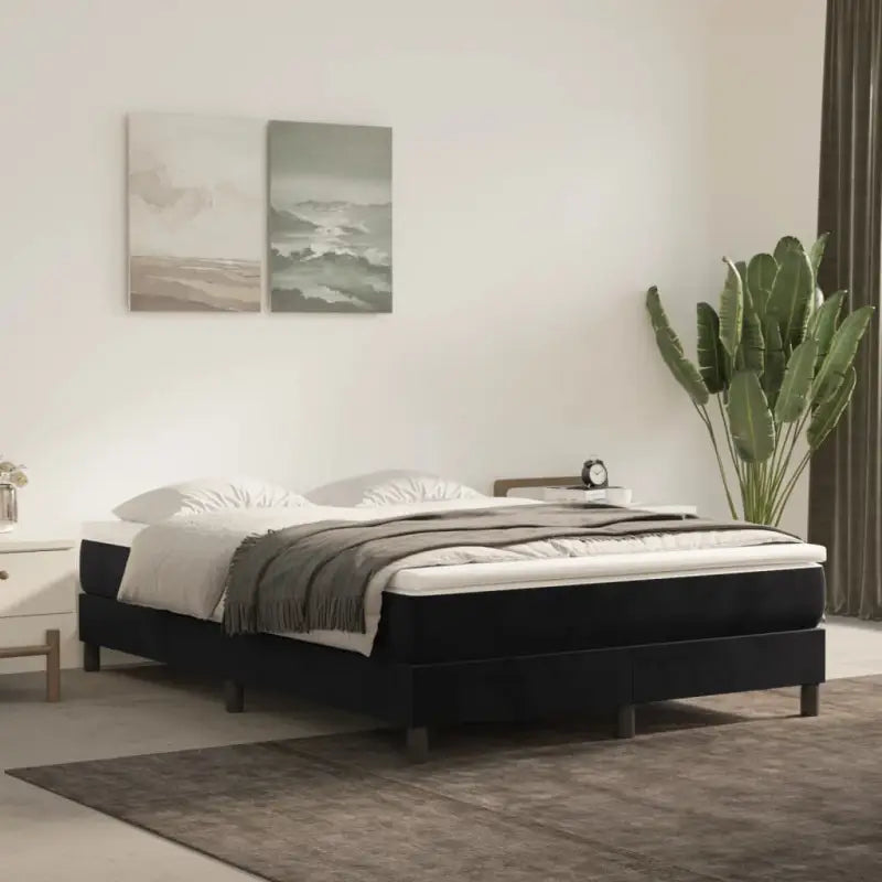Luxueus bedframe met multiplex lattenbodem en fluweel bekleding - Zwart / 140 x 190 cm / 25 cm - Bedden & bedframes