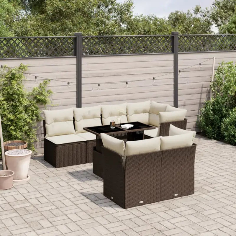 Luxueuze loungeset van zwart materiaal en gepoedercoat staal - Bruin - Tuinsets