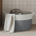 Manden met modern design van geweven katoenen touwen voor elke kamer - Grijs / 40 x 25 cm - Manden