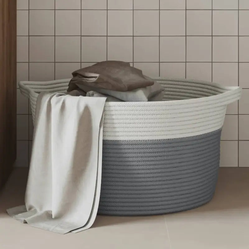 Manden met modern design van geweven katoenen touwen voor elke kamer - Grijs / 40 x 25 cm - Manden