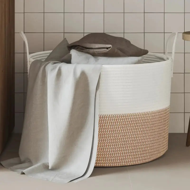 Manden met modern design van geweven katoenen touwen voor elke kamer - Bruin / 51 x 33 cm - Manden