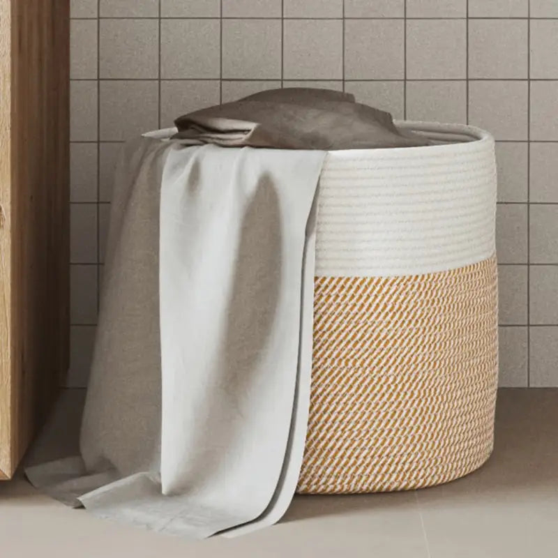 Manden met modern design van geweven katoenen touwen voor elke kamer - Bruin / 40 x 35 cm - Manden