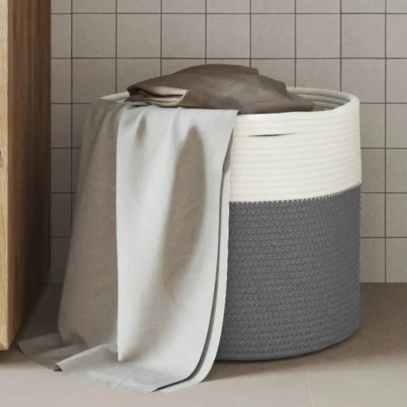 Manden met modern design van geweven katoenen touwen voor elke kamer - Grijs / 40 x 35 cm - Manden