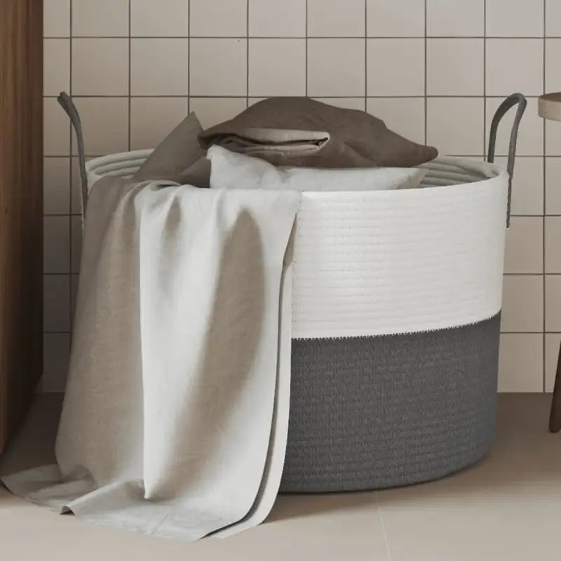 Manden met modern design van geweven katoenen touwen voor elke kamer - Grijs / 51 x 33 cm - Manden