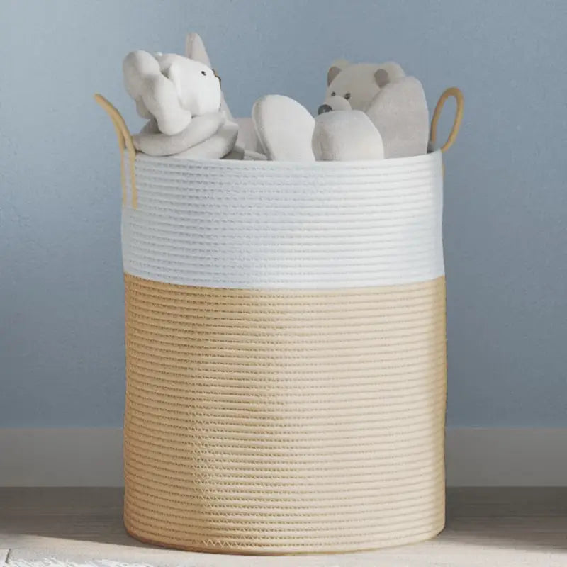 Manden met modern design van geweven katoenen touwen voor elke kamer - Beige / 38 x 46 cm - Manden