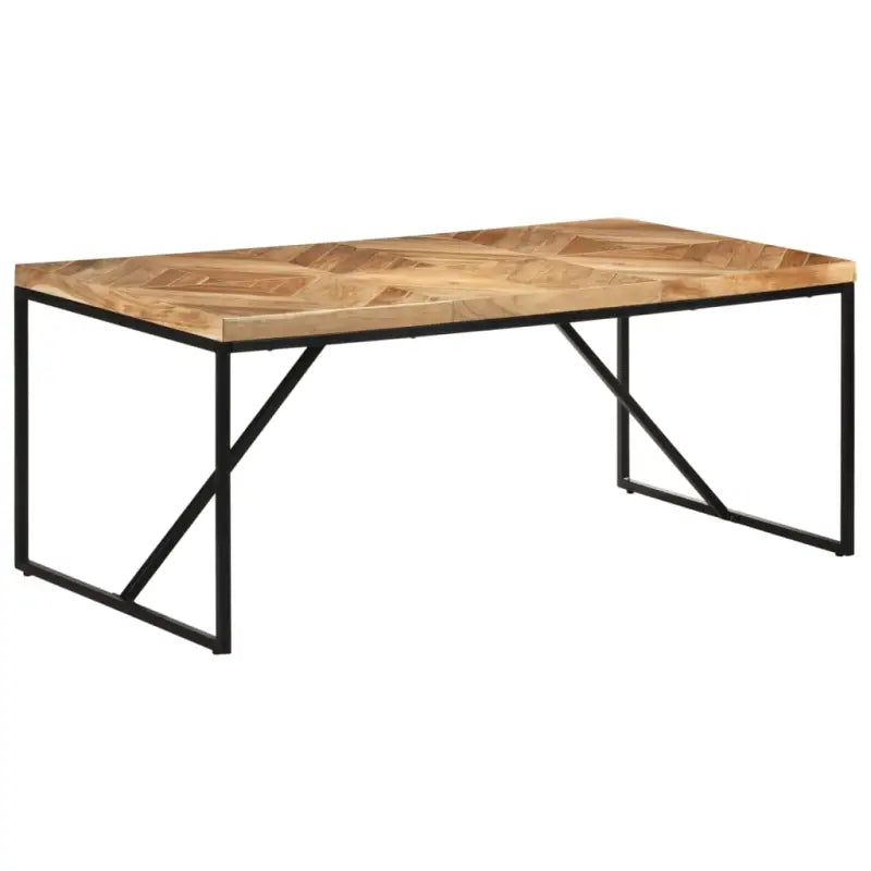 Massief acacia eettafel met industriële uitstraling voor woonkamer of keuken - Zwart / 180 x 90 x 76 cm / 1 - Eettafels