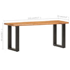Massief acaciahout bank in industriële stijl voor woonkamer en hal - Bruin / 110 cm / Massief acaciahout - Opberg- &