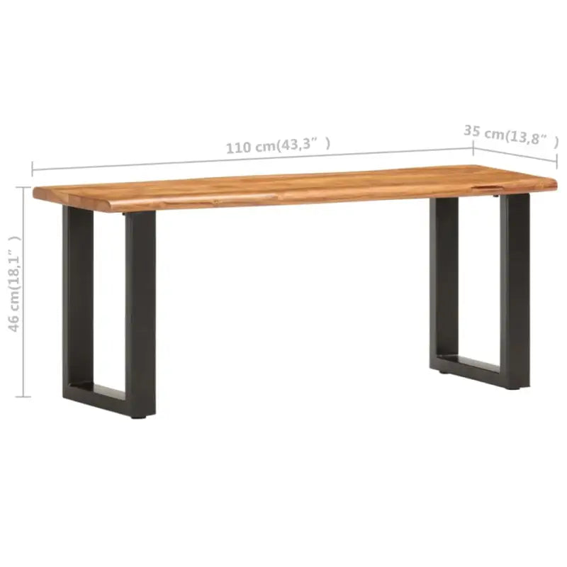 Massief acaciahout bank in industriële stijl voor woonkamer en hal - Bruin / 110 cm / Massief acaciahout - Opberg- &