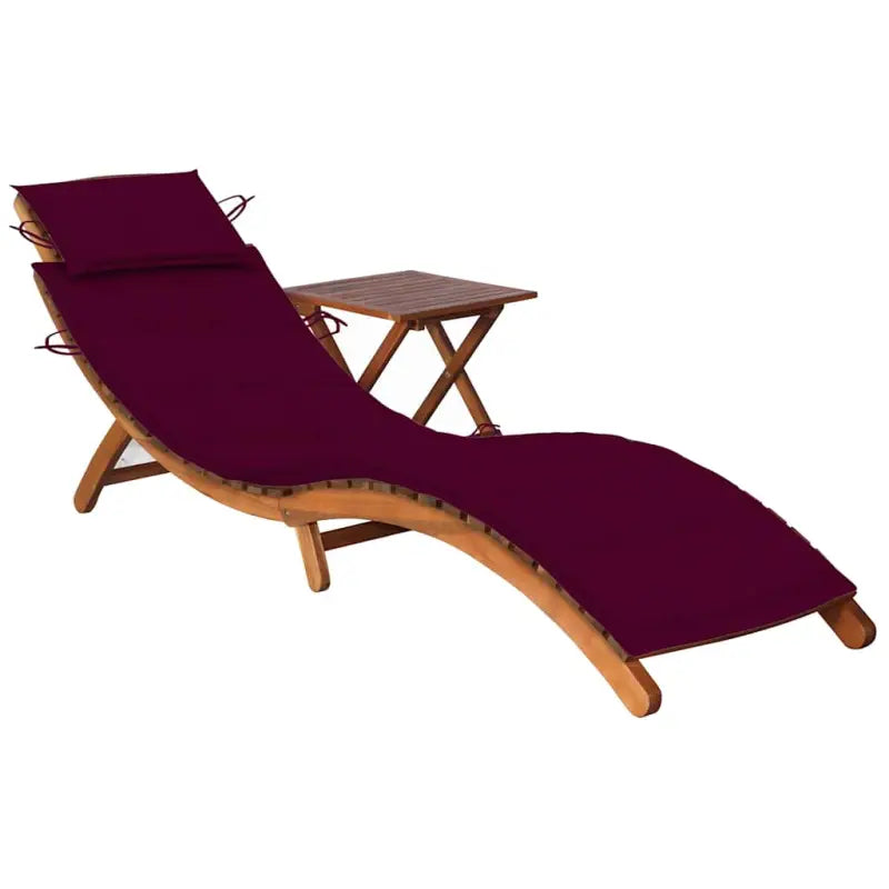 Massief acaciahout ligbedden Voor binnen en buiten diverse afmetingen - Wijnrood / 1 / 1 ligbed met tafel - Ligstoelen