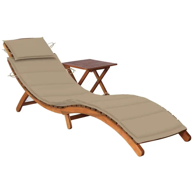 Massief acaciahout ligbedden Voor binnen en buiten diverse afmetingen - Beige / 1 / 1 ligbed met tafel - Ligstoelen