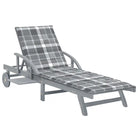 Massief Acaciahout Ligstoel met Greywash Afwerking voor Buitenplezier - Grijs ruitpatroon / 1 - Ligstoelen
