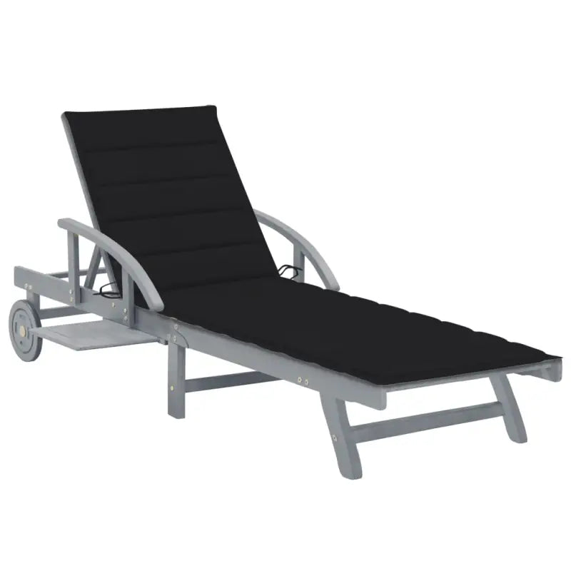 Massief Acaciahout Ligstoel met Greywash Afwerking voor Buitenplezier - Zwart / 1 - Ligstoelen