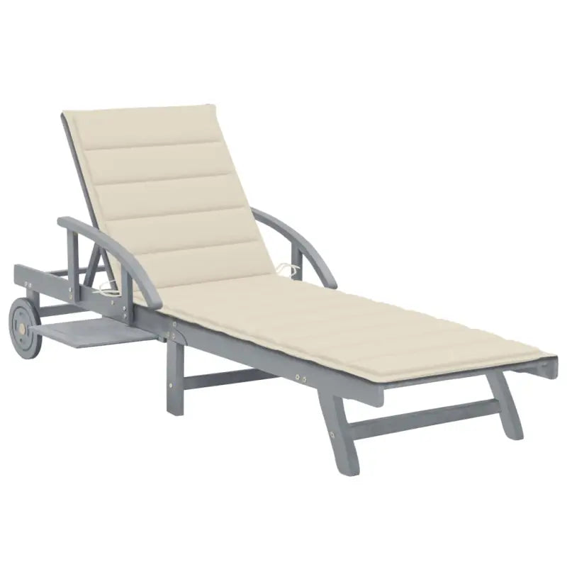 Massief Acaciahout Ligstoel met Greywash Afwerking voor Buitenplezier - Crème / 1 - Ligstoelen