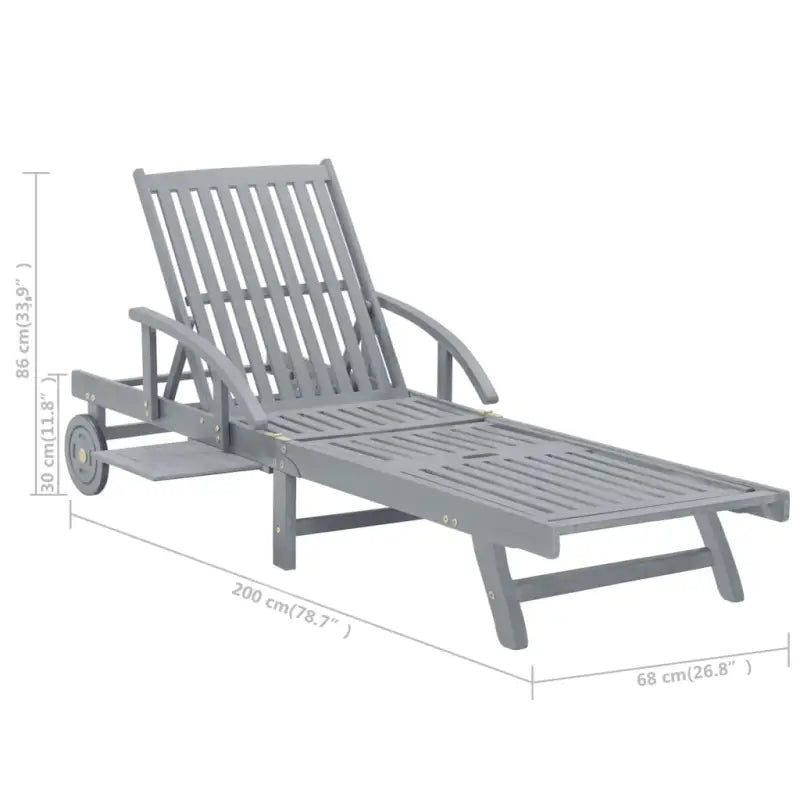 Massief Acaciahout Ligstoel met Greywash Afwerking voor Buitenplezier - Ligstoelen