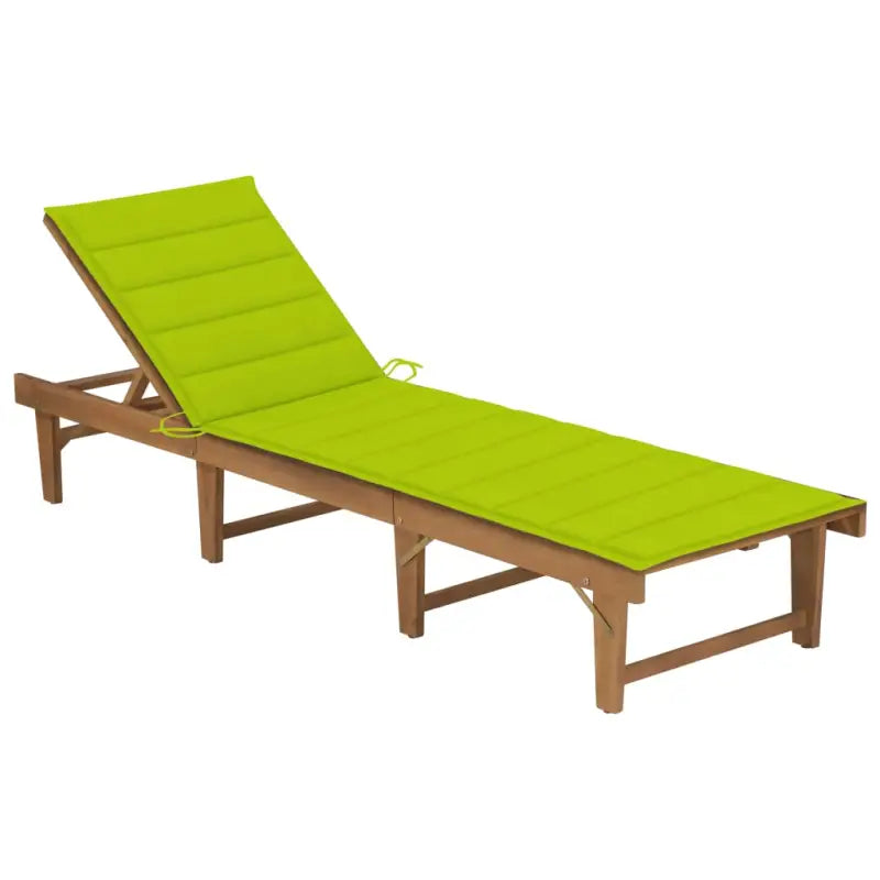 Massief acaciahout ligstoel met kussen en mooie afmetingen ligbed - Heldergroen / 1 - Ligstoelen