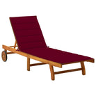 Massief acaciahout ligstoel voor ultiem ontspanning in de tuin - Wijnrood / 200 x 63 x 85 cm / 1 - Ligstoelen