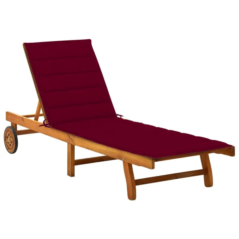 Massief acaciahout ligstoel voor ultiem ontspanning in de tuin - Wijnrood / 200 x 63 x 85 cm / 1 - Ligstoelen
