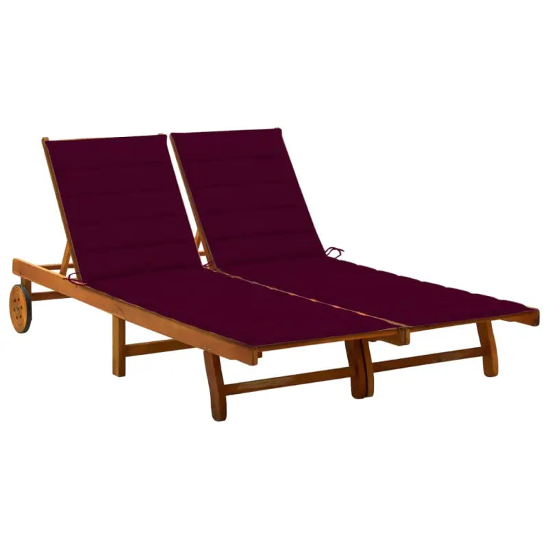 Massief acaciahout ligstoel voor ultiem ontspanning in de tuin - Wijnrood / 200 x 123 x 85 cm / 1 - Ligstoelen