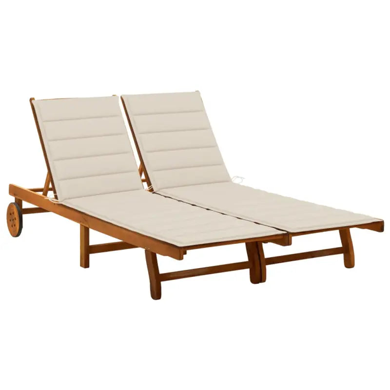 Massief acaciahout ligstoel voor ultiem ontspanning in de tuin - Beige / 200 x 123 x 85 cm / 1 - Ligstoelen
