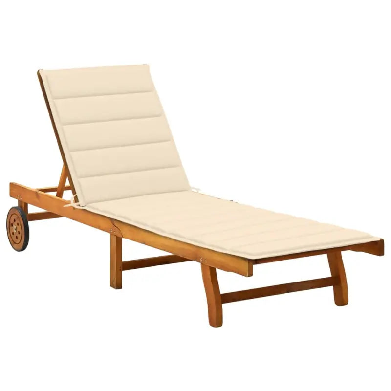 Massief acaciahout ligstoel voor ultiem ontspanning in de tuin - Crème / 200 x 63 x 85 cm / 1 - Ligstoelen