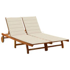 Massief acaciahout ligstoel voor ultiem ontspanning in de tuin - Crème / 200 x 123 x 85 cm / 1 - Ligstoelen
