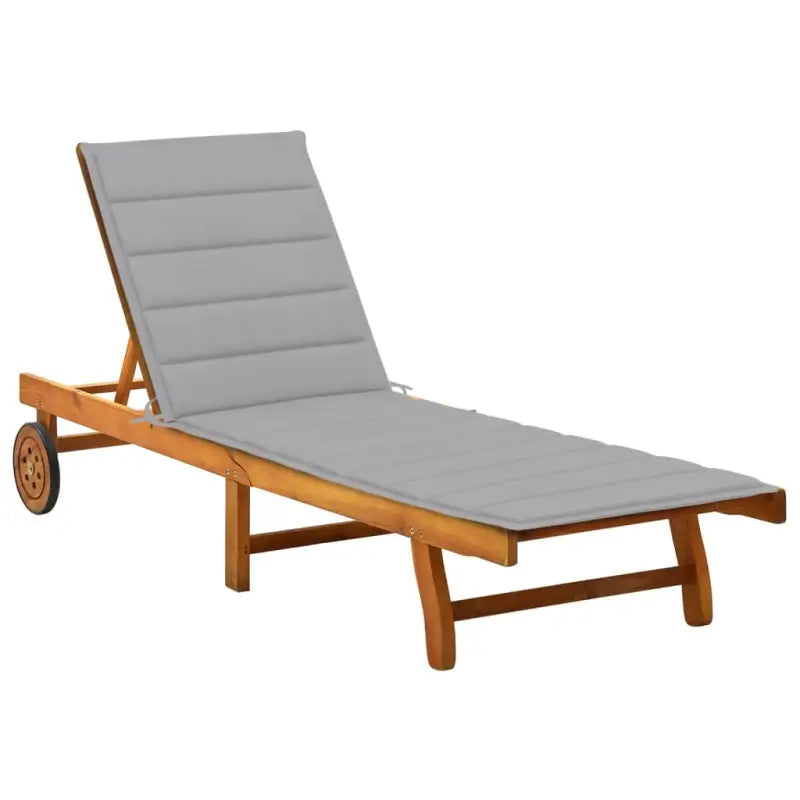 Massief acaciahout ligstoel voor ultiem ontspanning in de tuin - Grijs / 200 x 63 x 85 cm / 1 - Ligstoelen