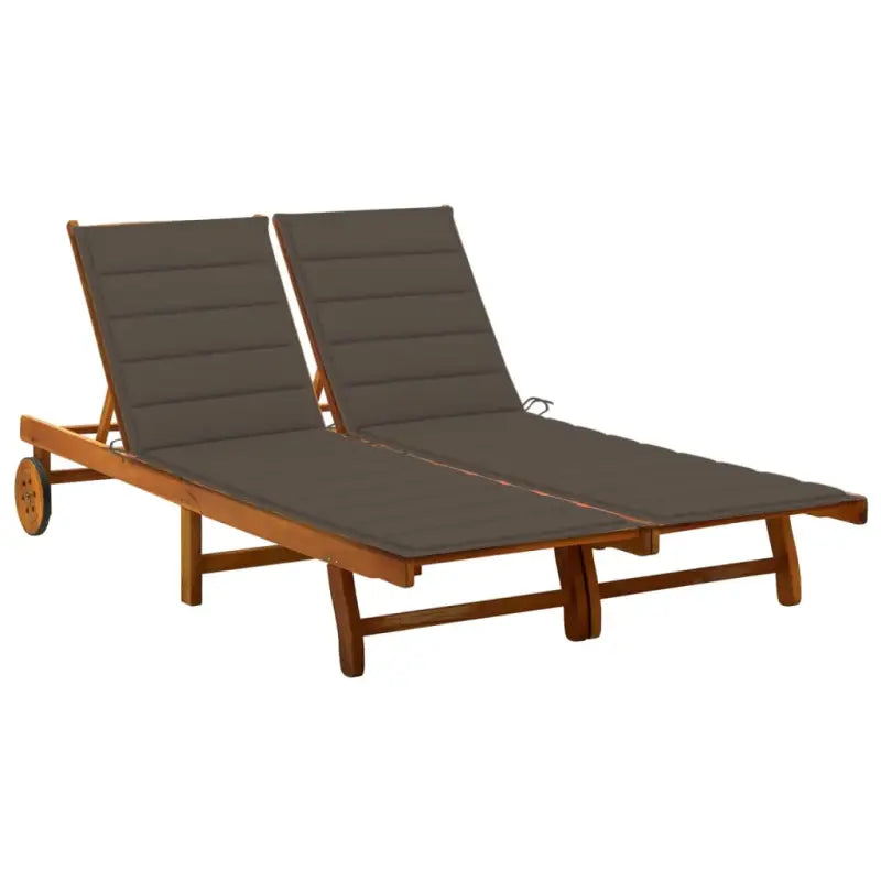 Massief acaciahout ligstoel voor ultiem ontspanning in de tuin - Taupe / 200 x 123 x 85 cm / 1 - Ligstoelen
