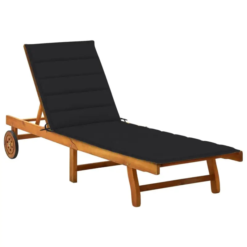 Massief acaciahout ligstoel voor ultiem ontspanning in de tuin - Zwart / 200 x 63 x 85 cm / 1 - Ligstoelen