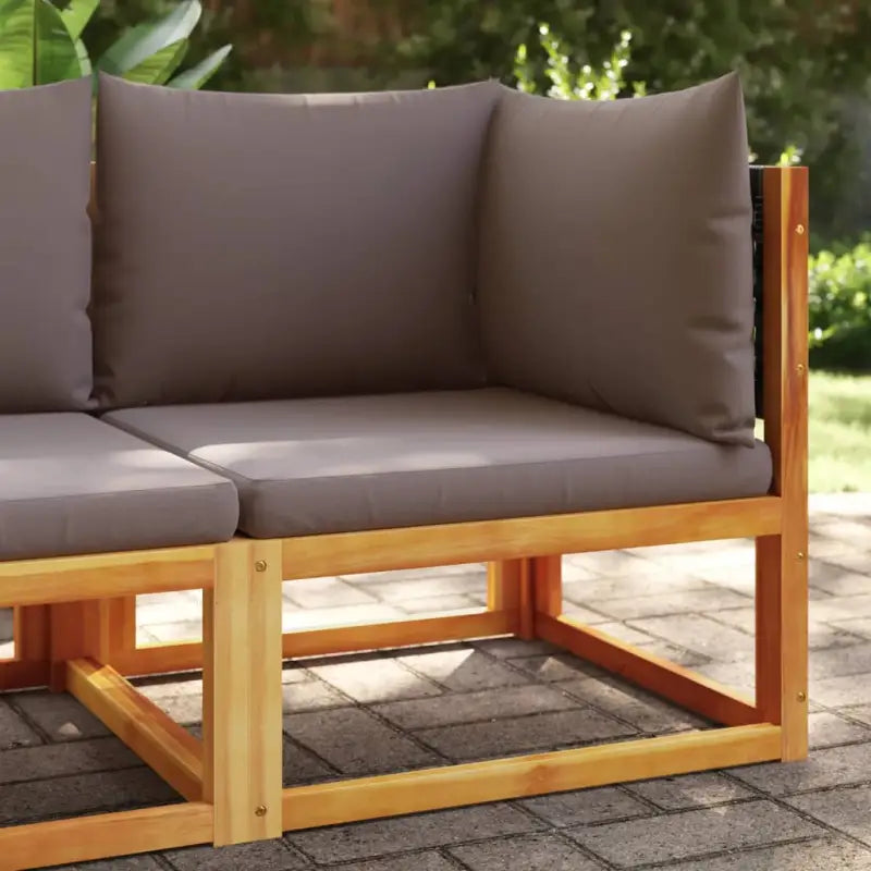 Massief Acaciahout Loungebank met comfortabele zitervaring en wasbare hoes - Grijs / 1 / Hoekbank - Loungebanken