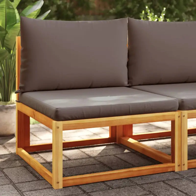 Massief Acaciahout Loungebank met comfortabele zitervaring en wasbare hoes - Grijs / 1 / Middenbank - Loungebanken