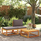 Massief Acaciahout Loungebank met comfortabele zitervaring en wasbare hoes - Grijs / 1 / midden + voetensteun + Tafel