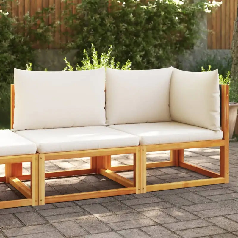 Massief Acaciahout Loungebank met comfortabele zitervaring en wasbare hoes - Zwart en crème / 1 / Tweezitsbank