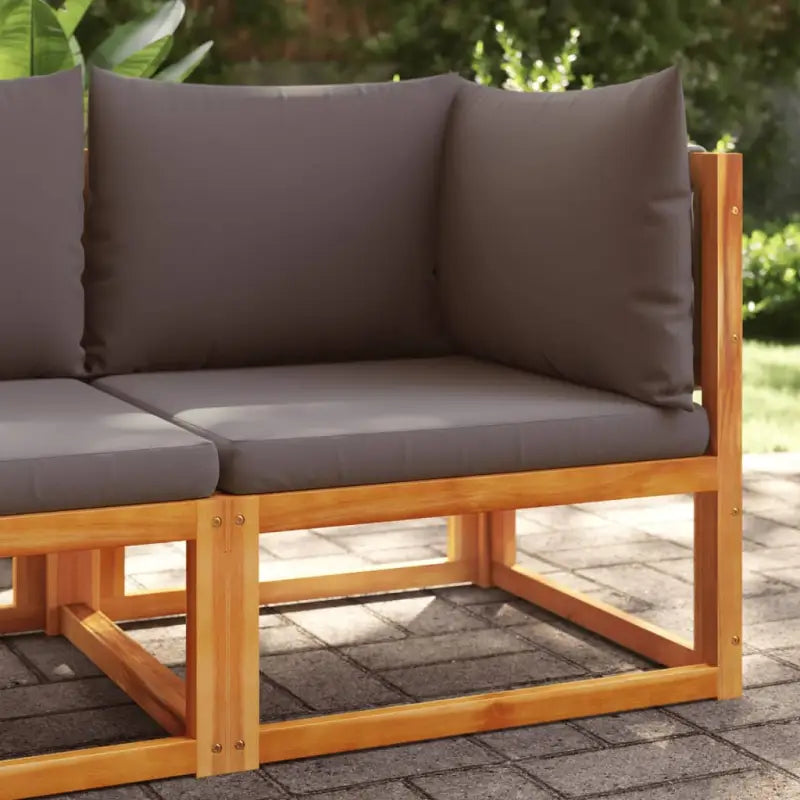 Massief acaciahout loungebanken met comfortabele zitervaring en wasbare hoes - Grijs / 1 / Hoekbank - Loungebanken