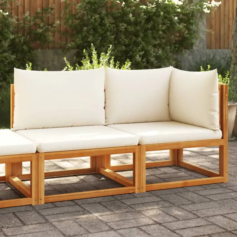 Massief acaciahout loungebanken met comfortabele zitervaring en wasbare hoes - Crème / 1 / Tweezitsbank - Loungebanken