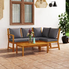 Massief Acaciahout Loungeset voor buiten met moderne elegantie - Donkergrijs / hoek + midden + Bank + Tafel - Tuinsets