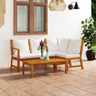Massief Acaciahout Loungeset voor buiten met moderne elegantie - Crème / hoek + midden + Bank + Tafel - Tuinsets
