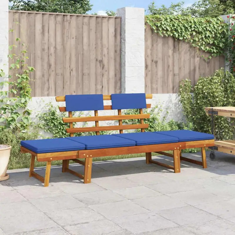 Massief acaciahout tuinbank en zonnebed met verstelbare zijkanten - Blauw / 1 - Tuinbanken