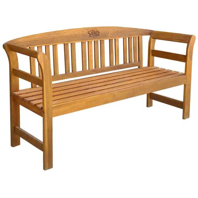 Massief acaciahout tuinbank met gegraveerde roos voor in de tuin - 157 cm / 1 - Tuinbanken