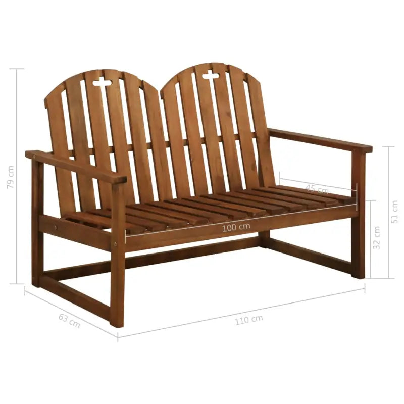 Massief acaciahout tuinbank voor 2 personen voor in de tuin of op het terras - Bruin / 1 - Tuinbanken