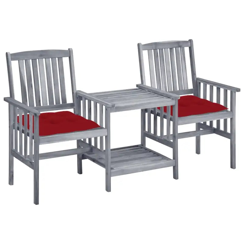 Massief acaciahout tuinset met houten tuinstoelen en theetafel - Rood - Tuinsets