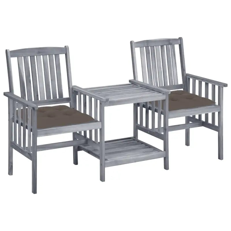 Massief acaciahout tuinset met houten tuinstoelen en theetafel - Taupe - Tuinsets