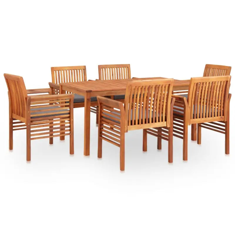 Massief acaciahout tuinset met levering bevat en natuurlijke uitstraling - Donkergrijs / 6x armstoel + tafel - Tuinsets