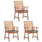 Massief acaciahout tuinstoelen met kussens en sets touwtjes voor buiten - Antraciet / 3 - Tuinstoelen